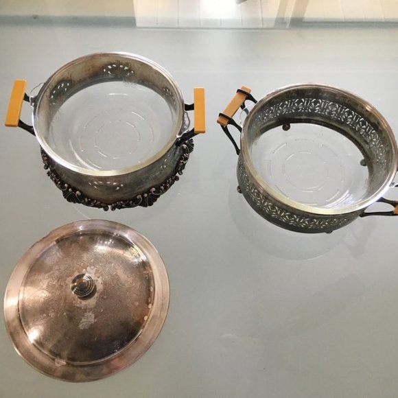 5pc Antique Silver-plated Serving Dishes - Picture 3 of 4